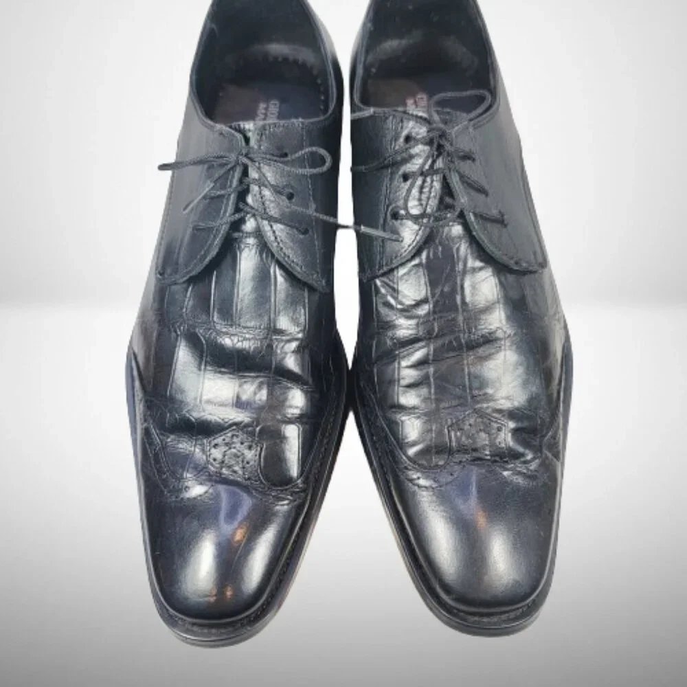 Georgio Armani Men's Derby Croco Leather Shoes - Size: 42 - Picture 2 of 14